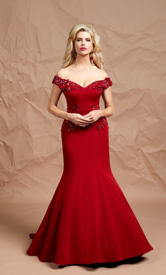 Camellia Evening Dress Gown | Red |