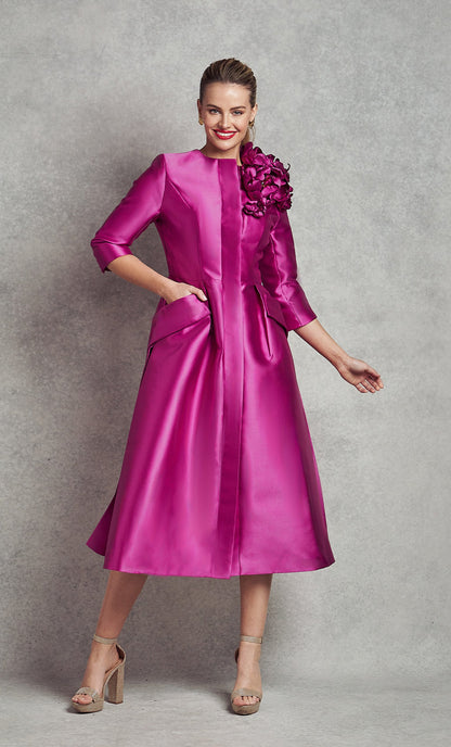 Jackie O Dress Coat | Fuchsia (With Embellishment) |