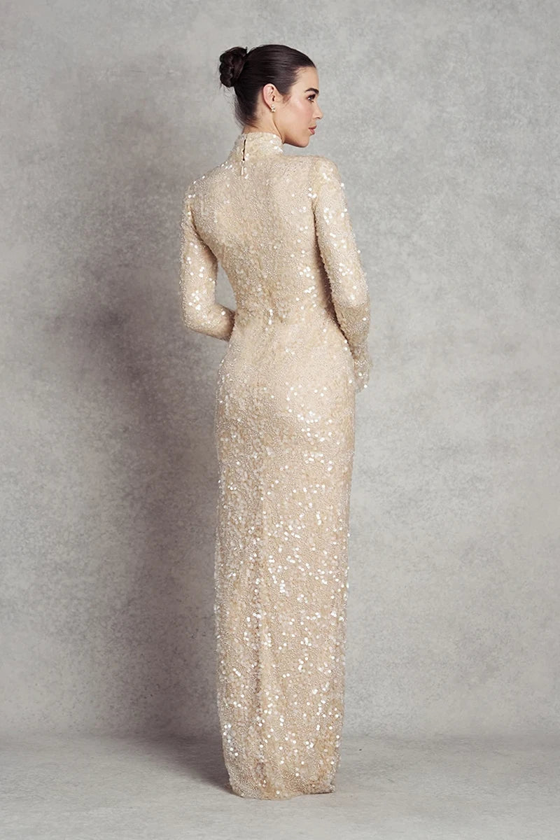 Walking into Light Gown | Nude Sequins |