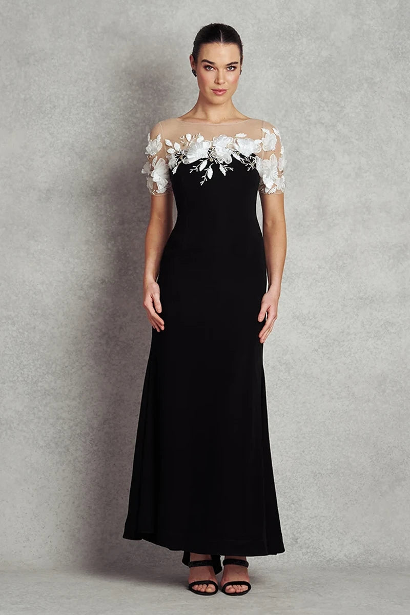 Divine Beauty Gown | Black with White Floral |