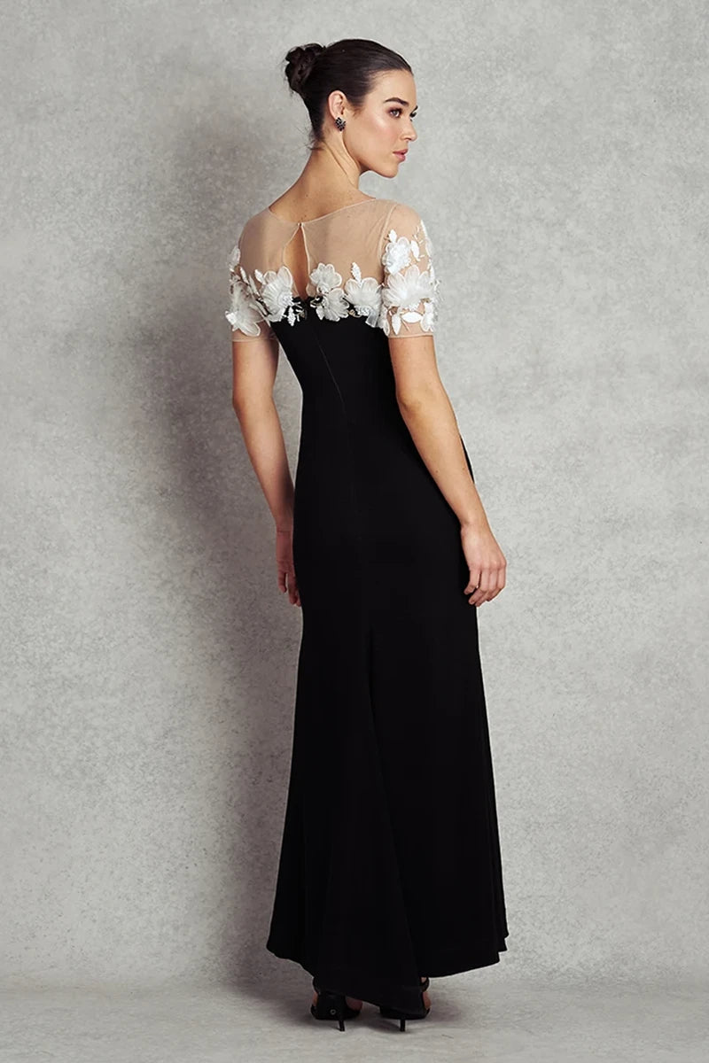 Divine Beauty Gown | Black with White Floral |