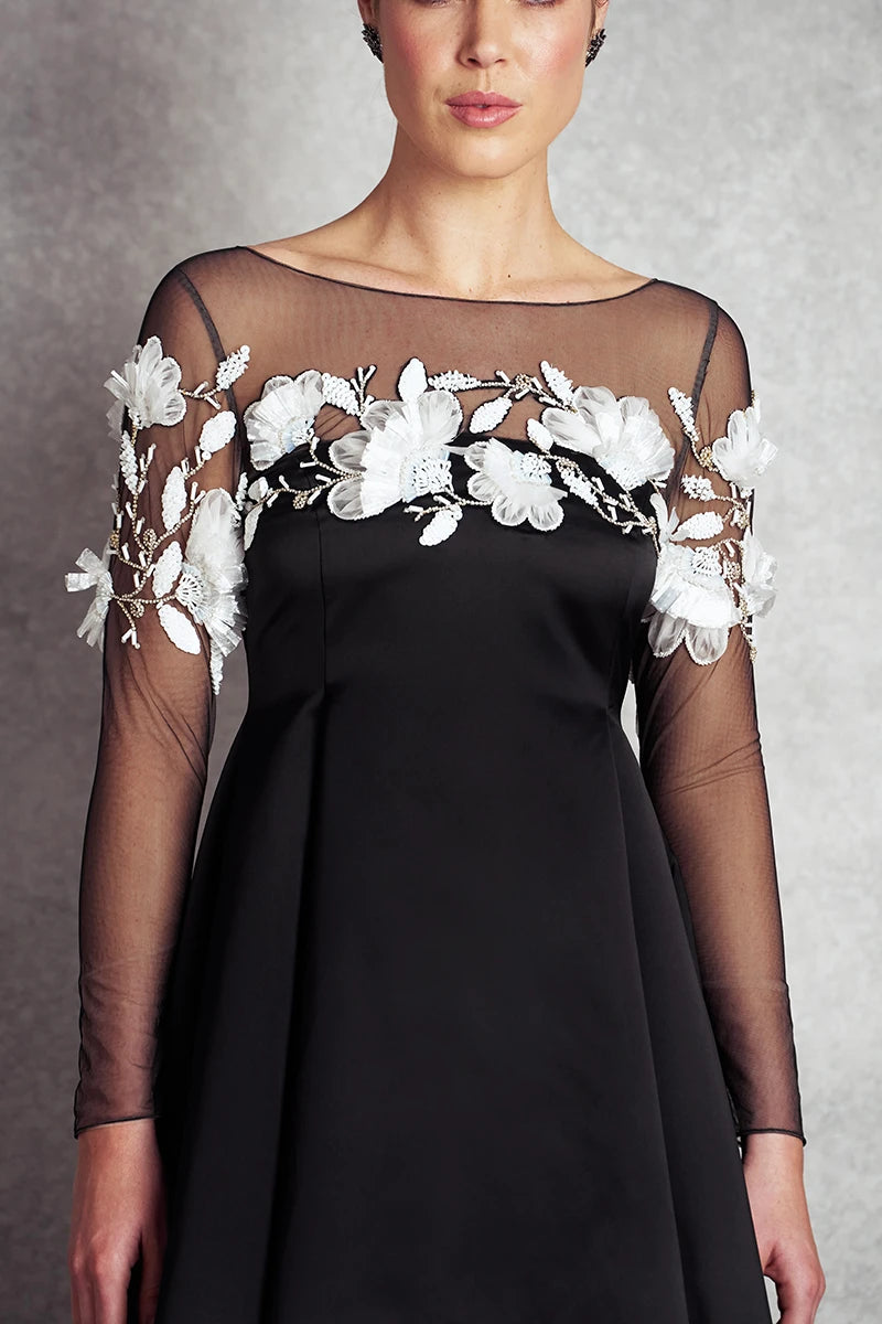 Absolute Joy Dress | Black with White Floral Sequins |