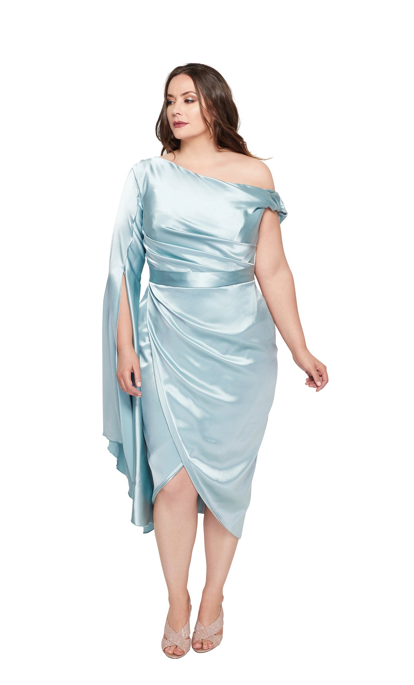 Amelia Cocktail Dress | Curve Satin Finish |