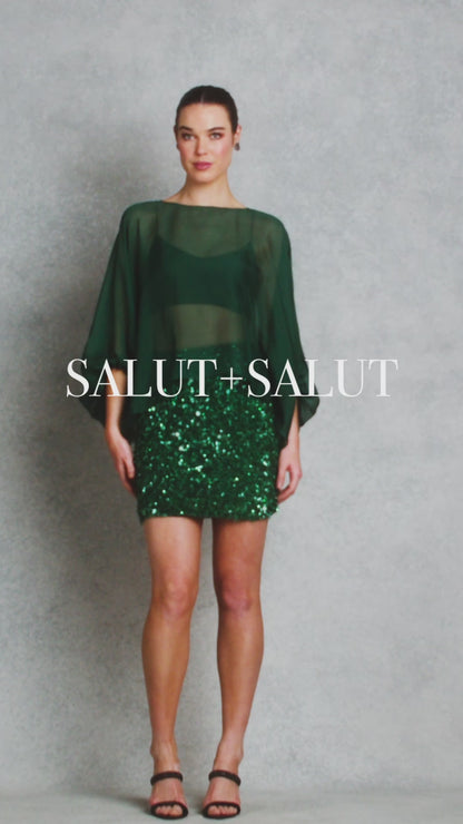 Blurred Lines Mini skirt | Emerald Green beading |