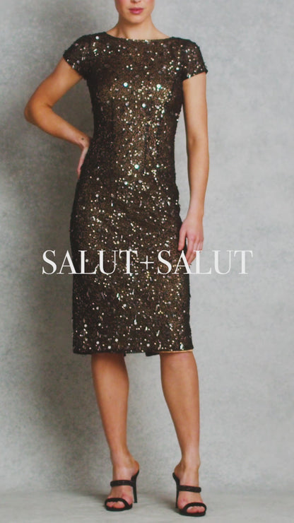 Black Beauty Dress | Brown Sequins |