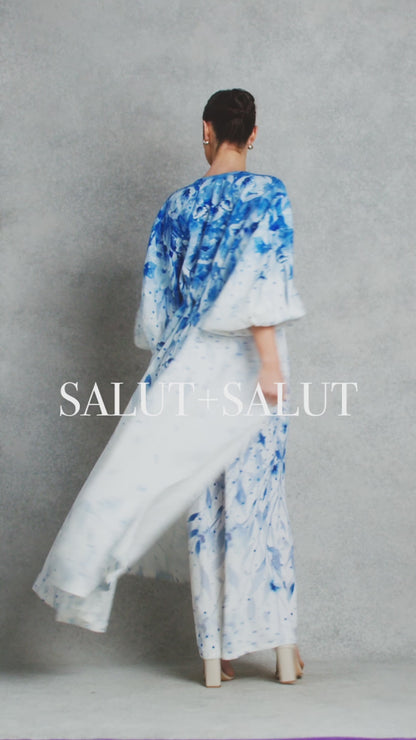 Endless Blues Coat | White with Blue |